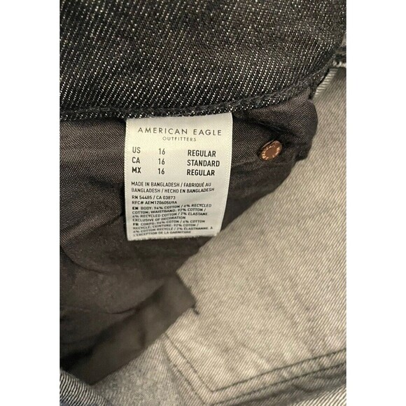 Women's American Eagle Real Good Black Jeans Straight Tapered 90s Style Size 16 - Picture 5 of 6